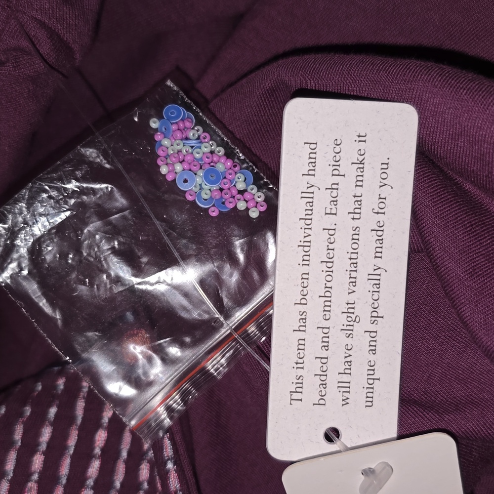 Soft Surroundings Dark Berry Playa Embroidered Jacket Open Beaded Womens 2X NWT - Picture 14 of 14